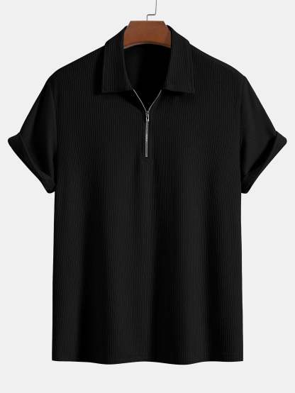 Knitted Ribbed Zip Polo-Mitchell Shoes