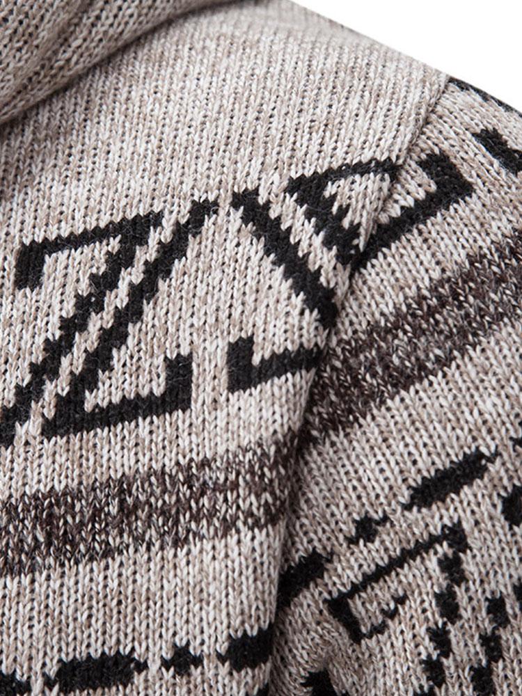 Aztec Geometric Pattern Zip Hooded Sweater-Mitchell Shoes