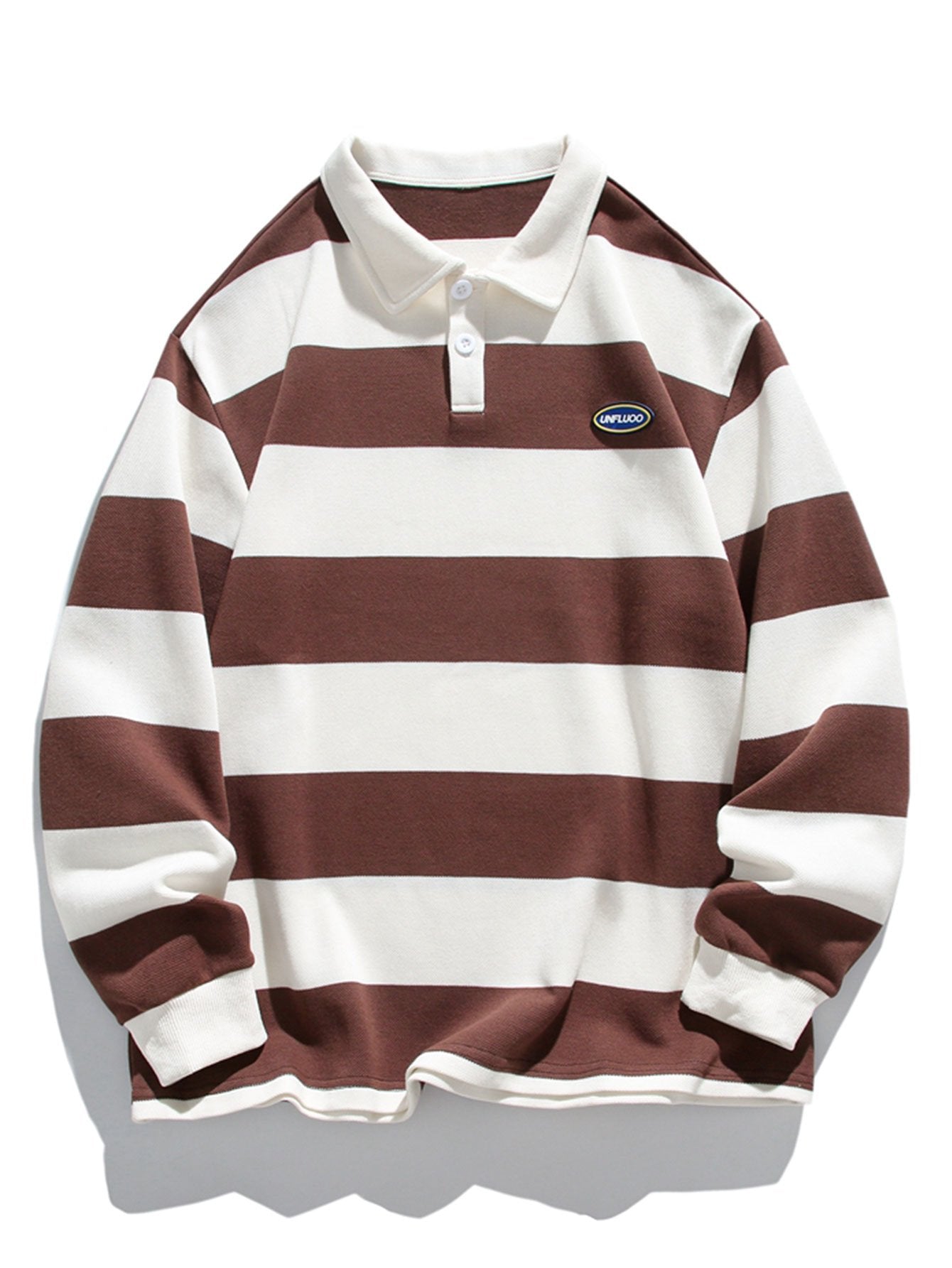 Relax Fit Waffle Wide Striped Polo Sweatshirt-Mitchell Shoes