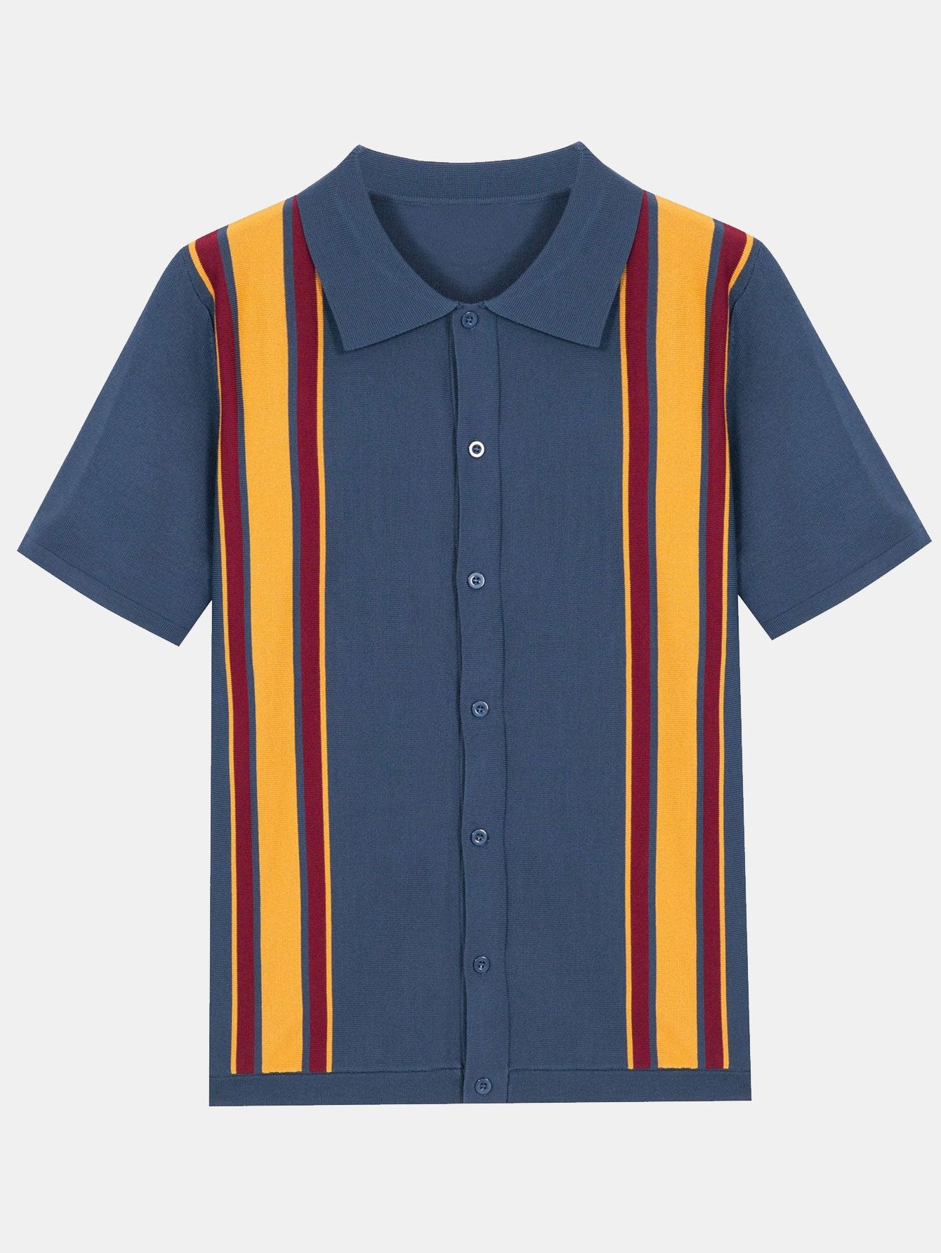 Short Sleeve Multi Stripe Button Up Sweater Polo-Mitchell Shoes