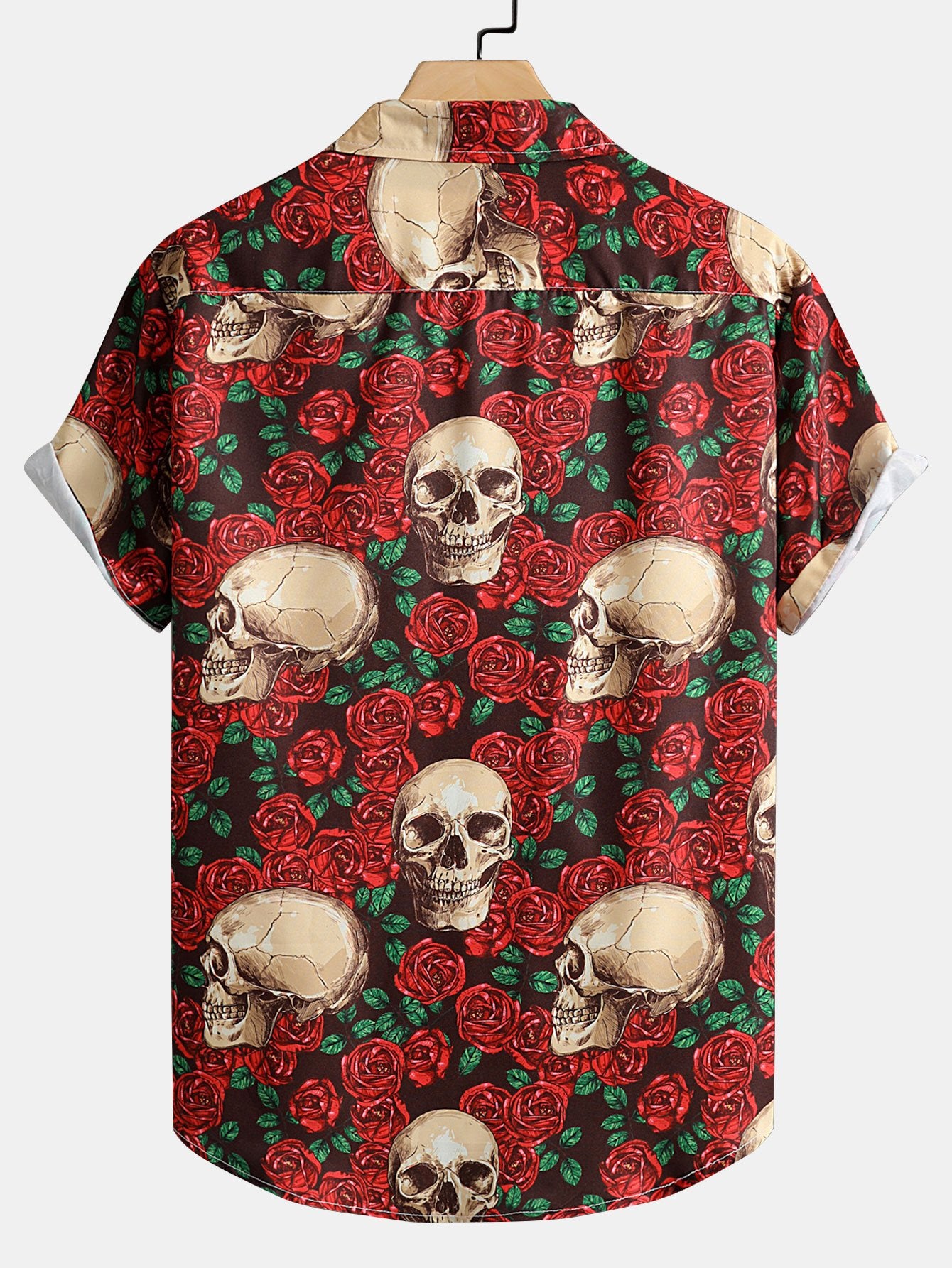 Skull Rose Print Button Up Shirt-Mitchell Shoes