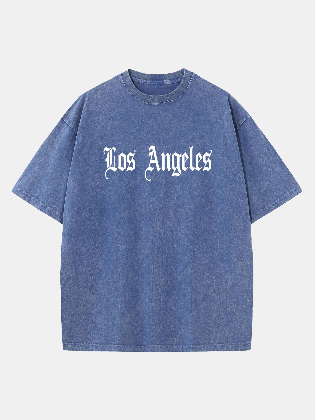 Los Angeles Gothic Print Washed Distressed Drop Shoulder T-Shirt-Mitchell Shoes