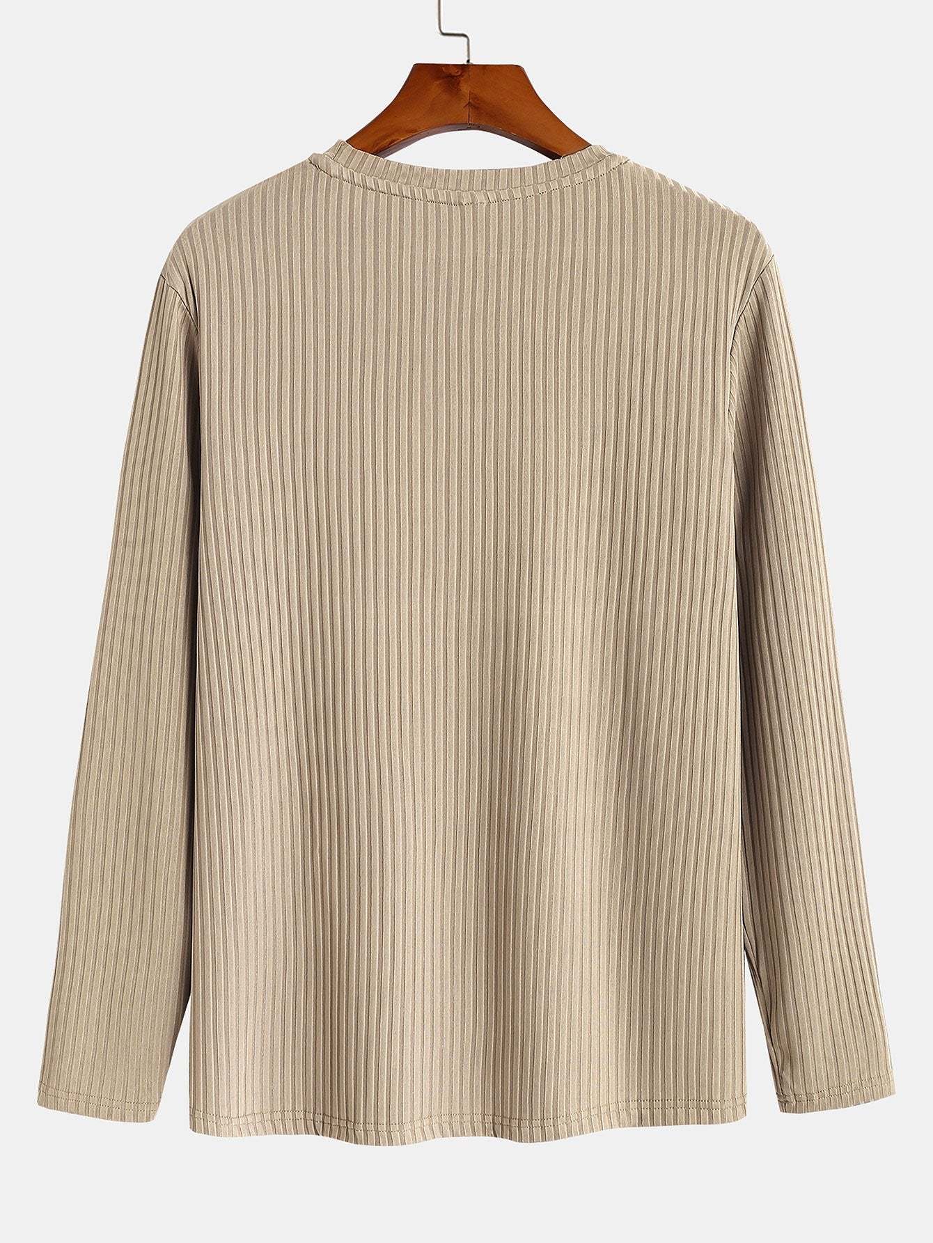 Muscle Fit Long Sleeved Ribbed T-Shirt-Mitchell Shoes