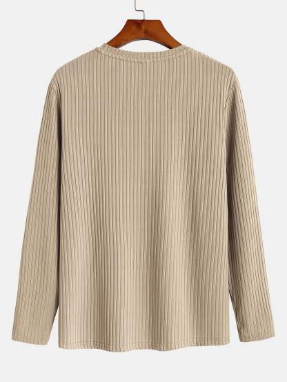 Muscle Fit Long Sleeved Ribbed T-Shirt-Mitchell Shoes