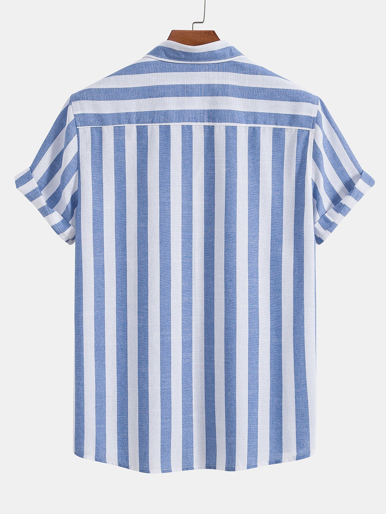 Striped Cotton Blend Button Up Shirt & Straight Leg Linen Pants-Mitchell Shoes