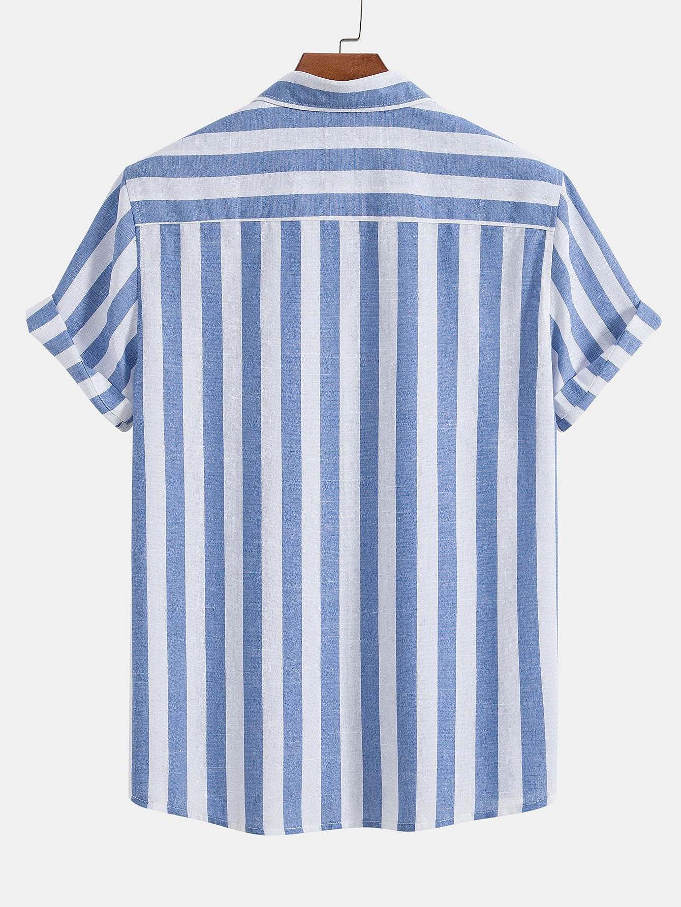 Striped Cotton Blend Button Up Shirt & Straight Leg Linen Pants-Mitchell Shoes