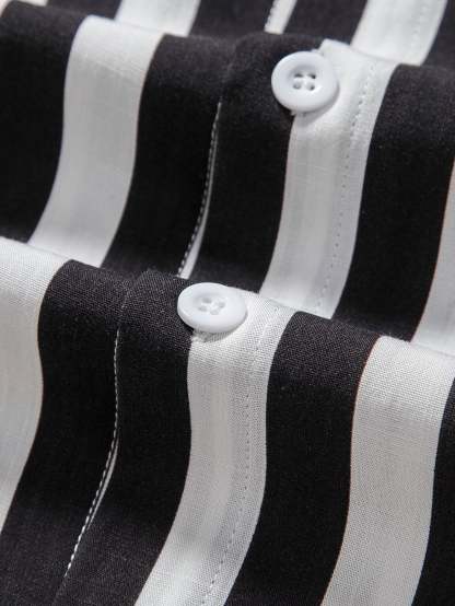 Striped Stand Collar Shirt-Mitchell Shoes