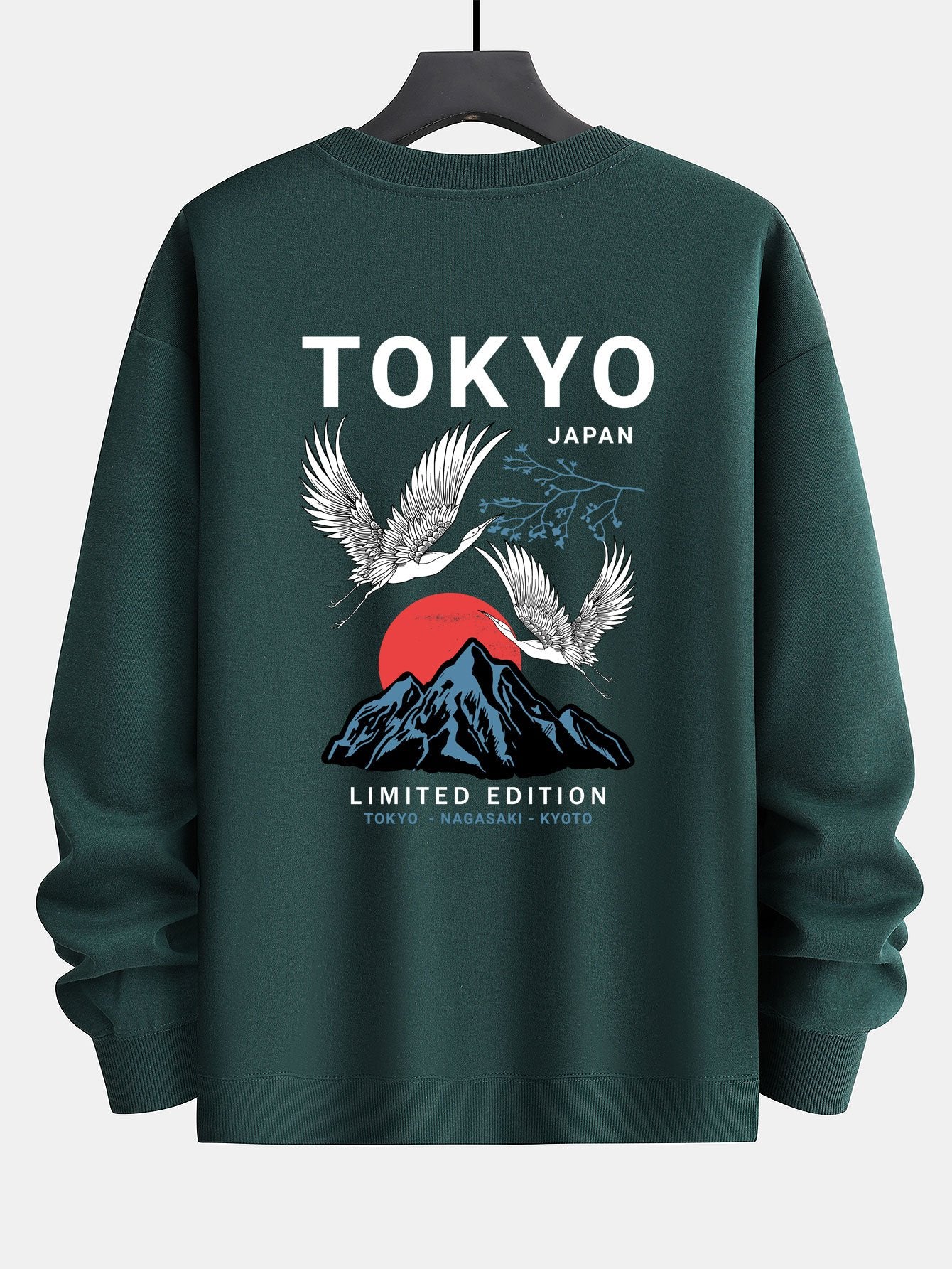 Tokyo Crane Back Print Relax Fit Sweatshirt-Mitchell Shoes