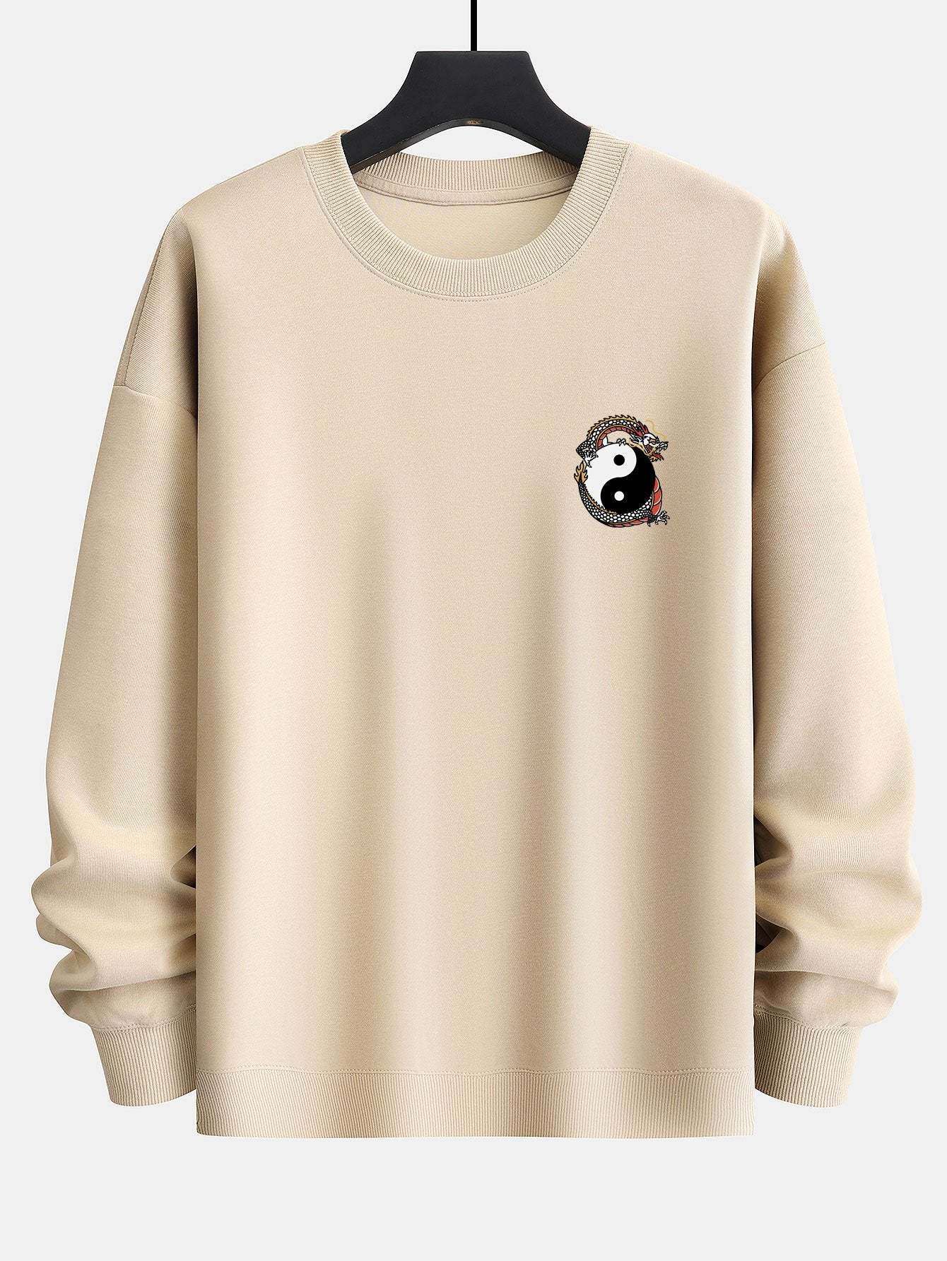 Dragon Slogan Back Print Relax Fit Sweatshirt-Mitchell Shoes