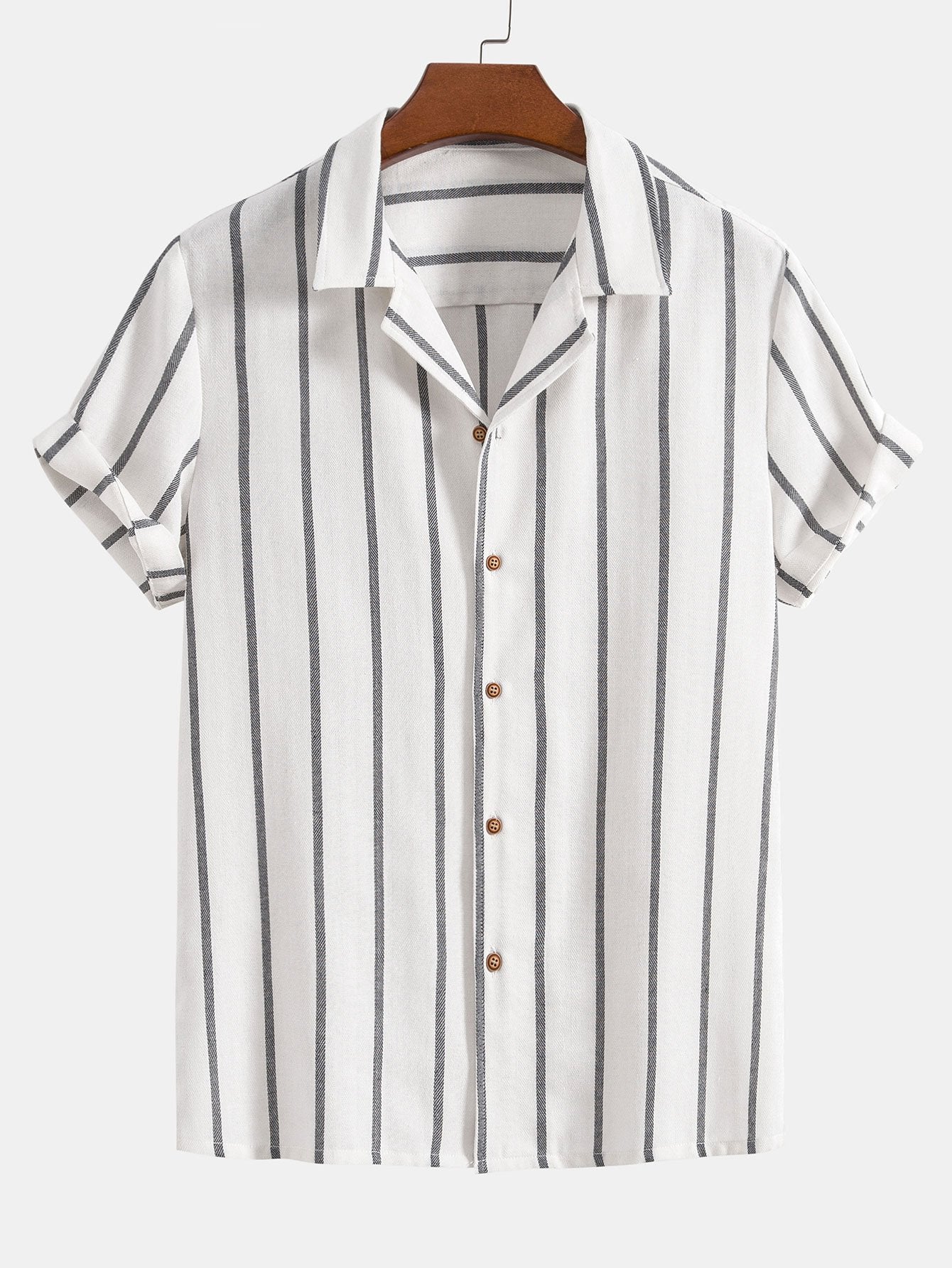 Cotton Blend Striped Cuban Shirt-Mitchell Shoes