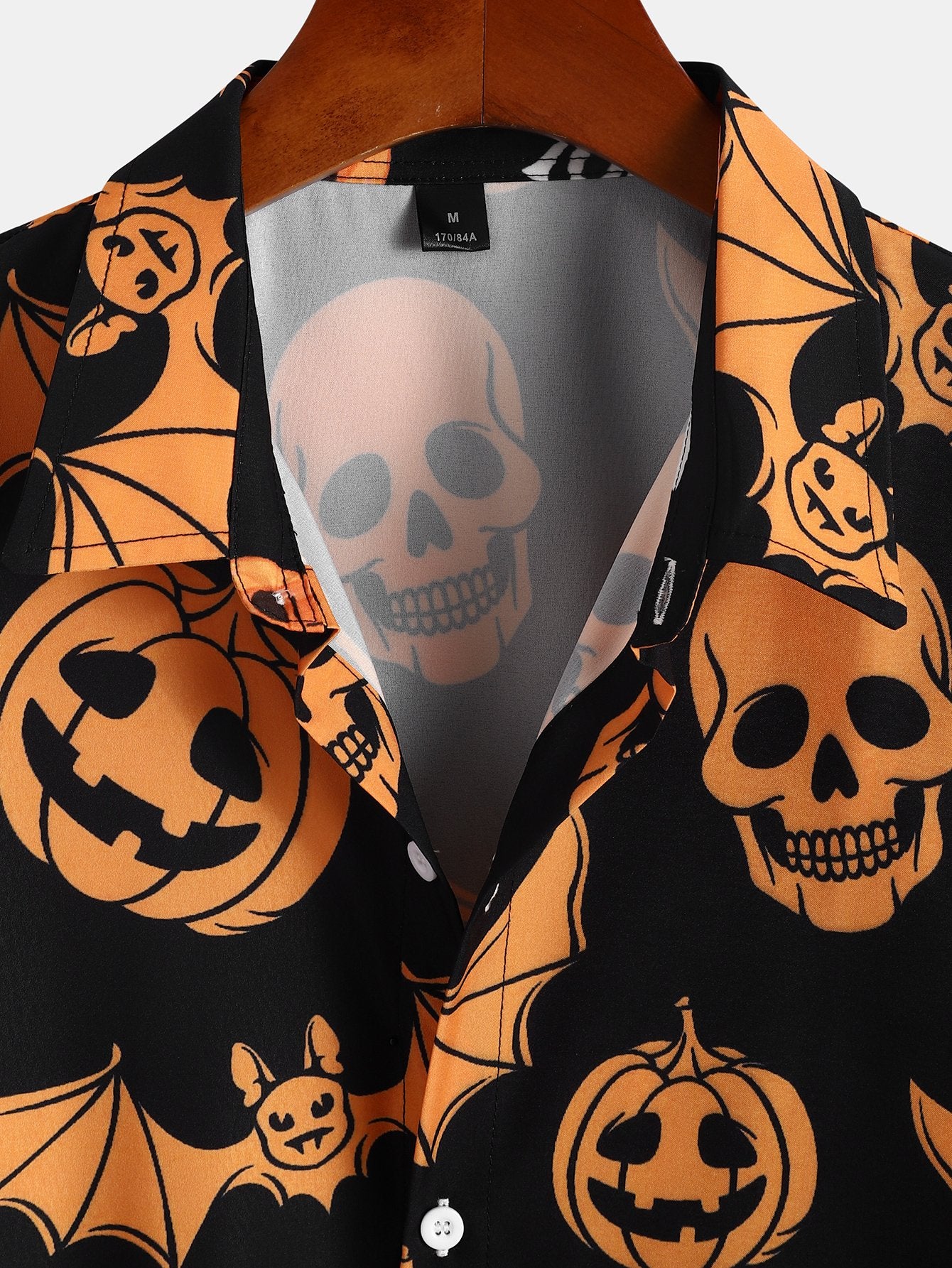 Halloween Pumpkin Skull Print Shirt-Mitchell Shoes