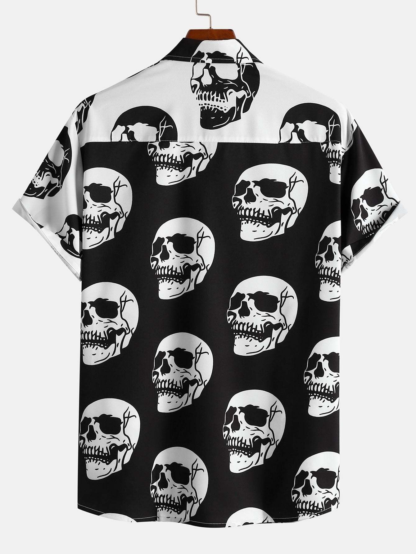 Two Tone Skull Print Shirt-Mitchell Shoes