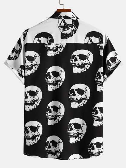 Two Tone Skull Print Shirt-Mitchell Shoes