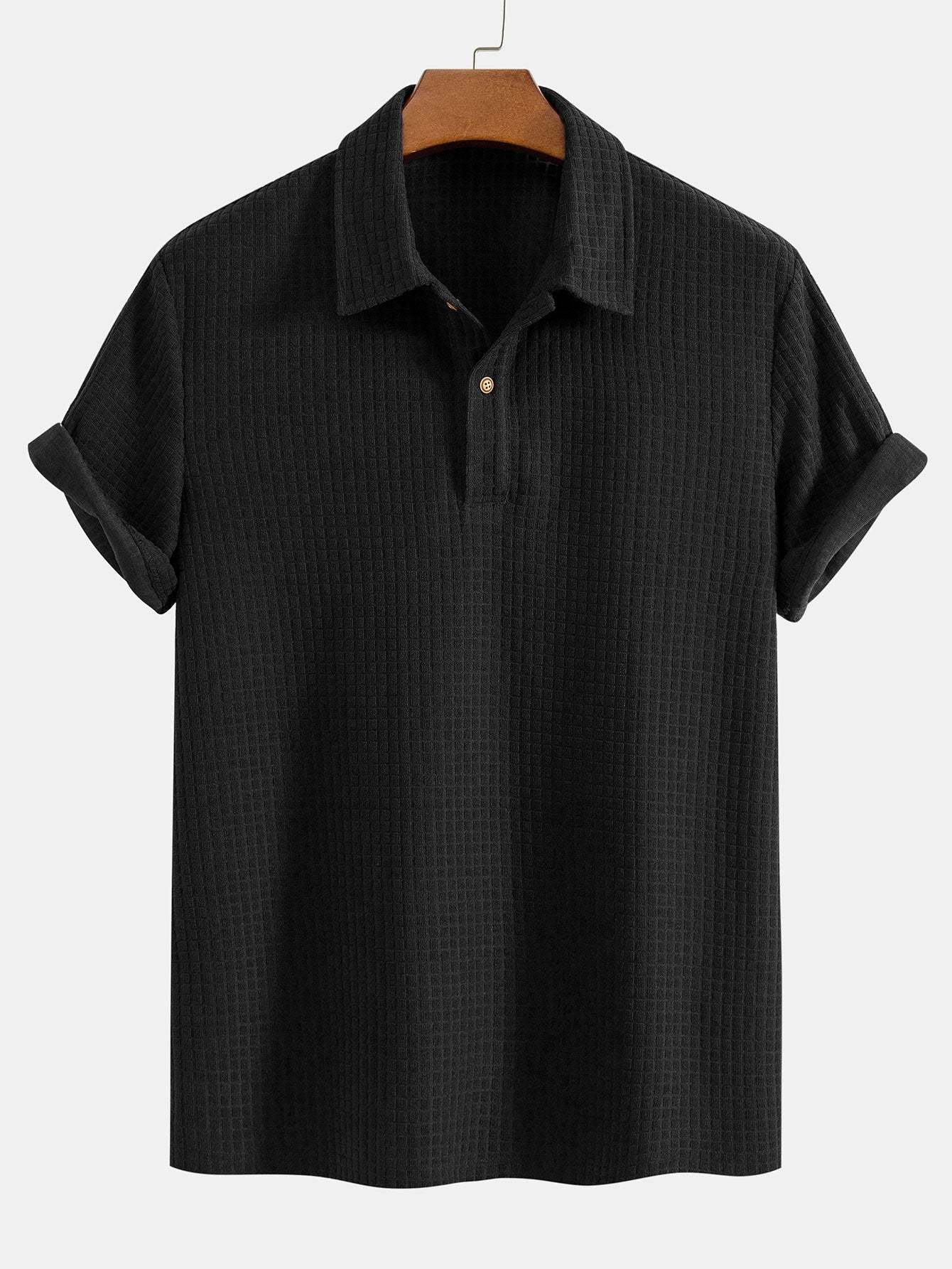 Waffle Jacquard Terry Polo Shirt-Mitchell Shoes