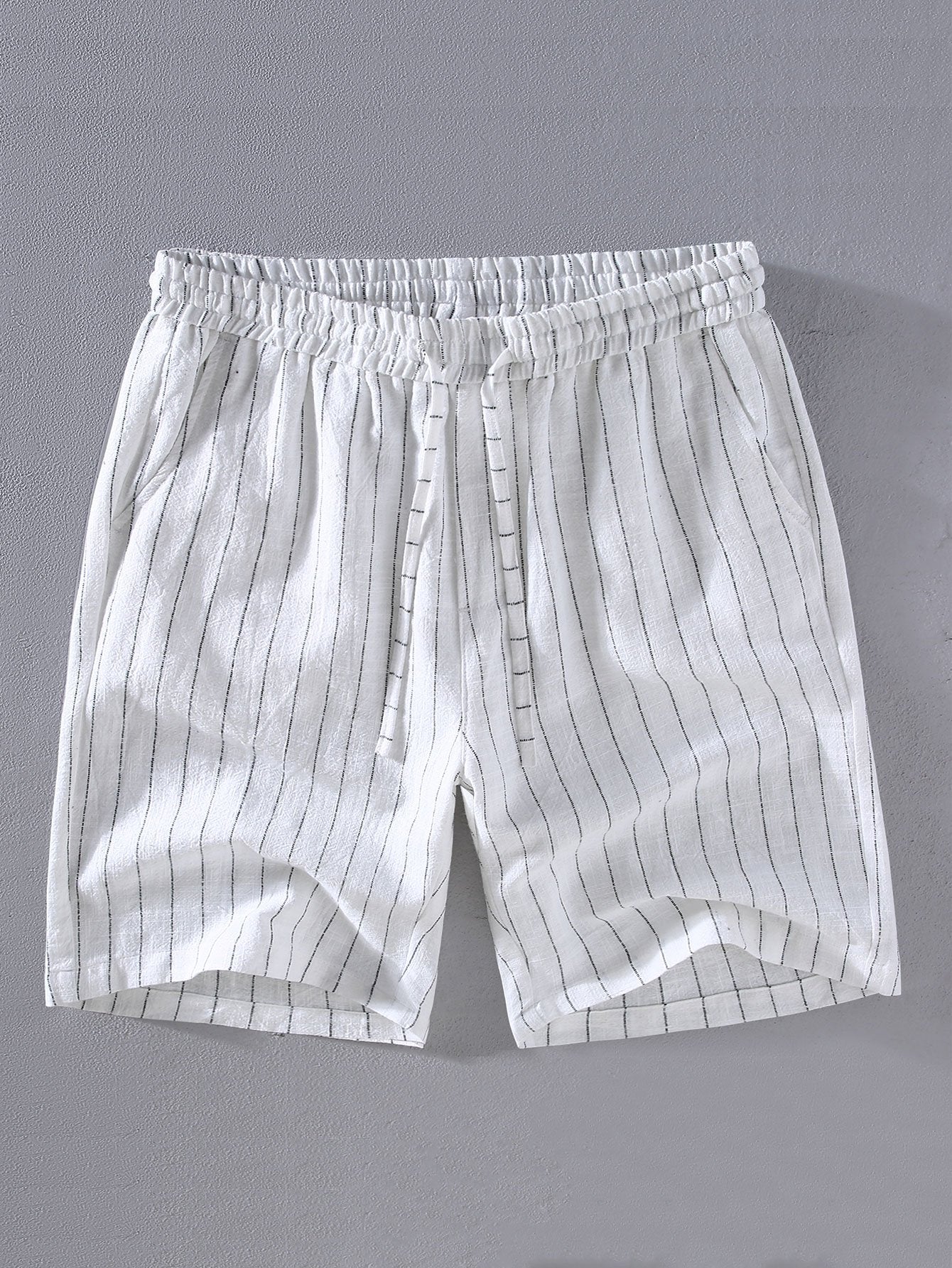 Linen Cotton Blend  Striped Shorts-Mitchell Shoes