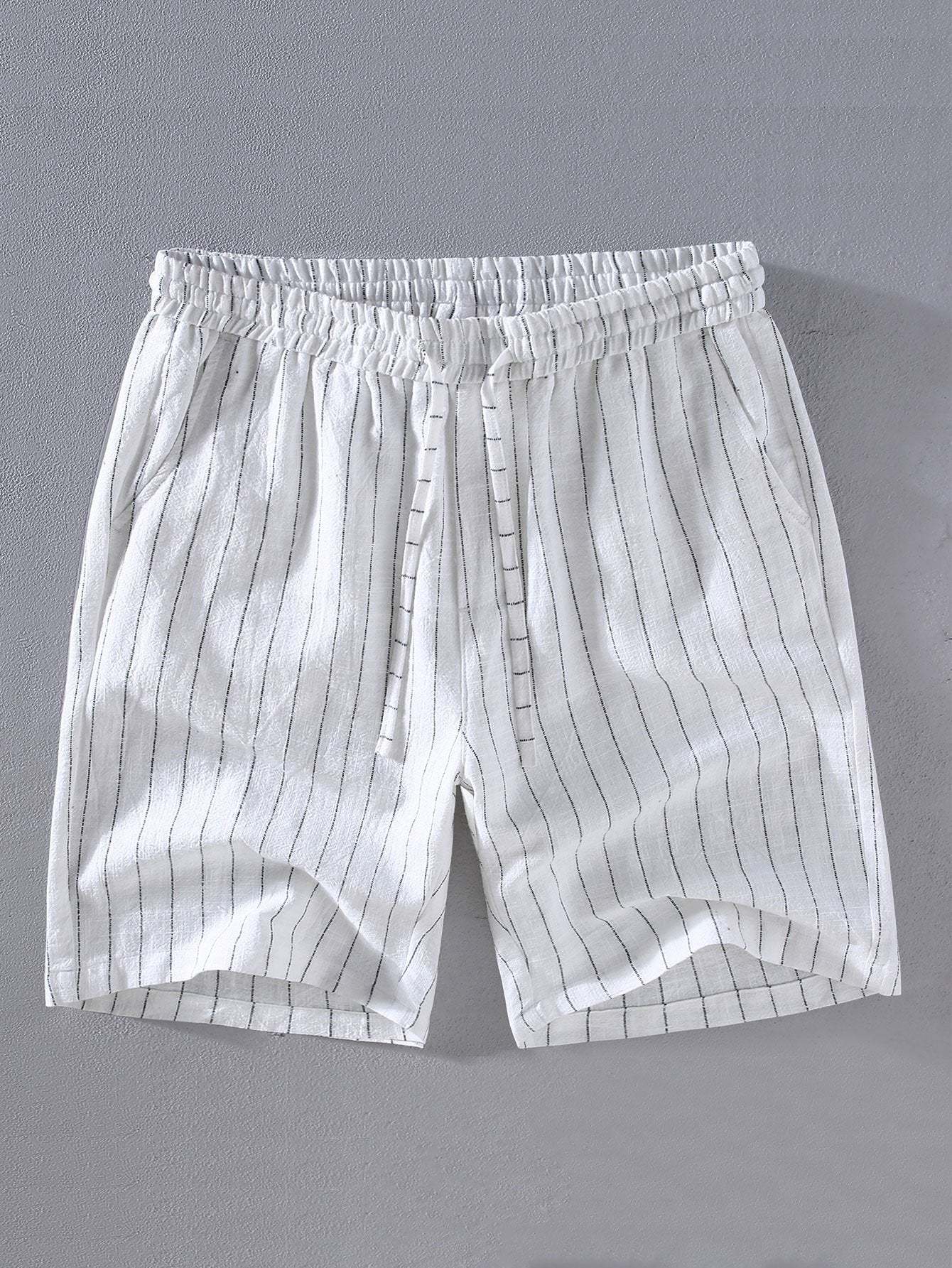 Linen Cotton Blend  Striped Shorts-Mitchell Shoes