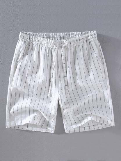 Linen Cotton Blend  Striped Shorts-Mitchell Shoes