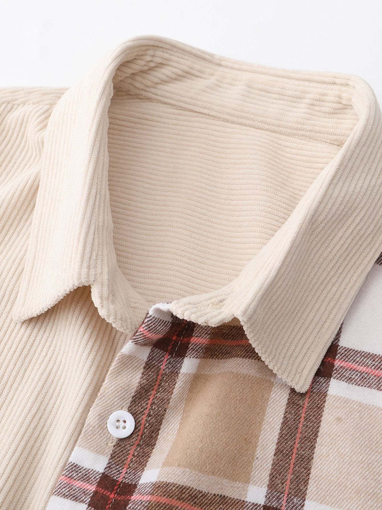 Corduroy Plaid Panel Shirt-Mitchell Shoes