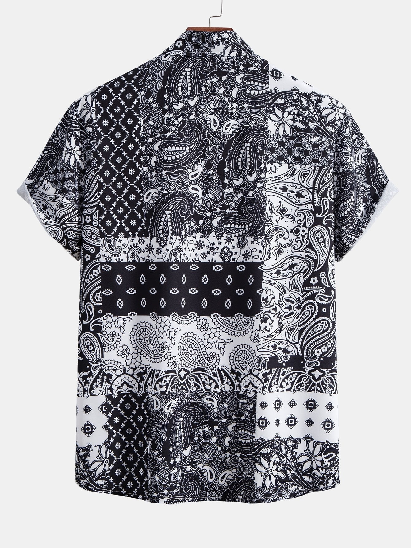 Paisley Floral Patchwork Print Button Up Shirt & Swim Shorts-Mitchell Shoes
