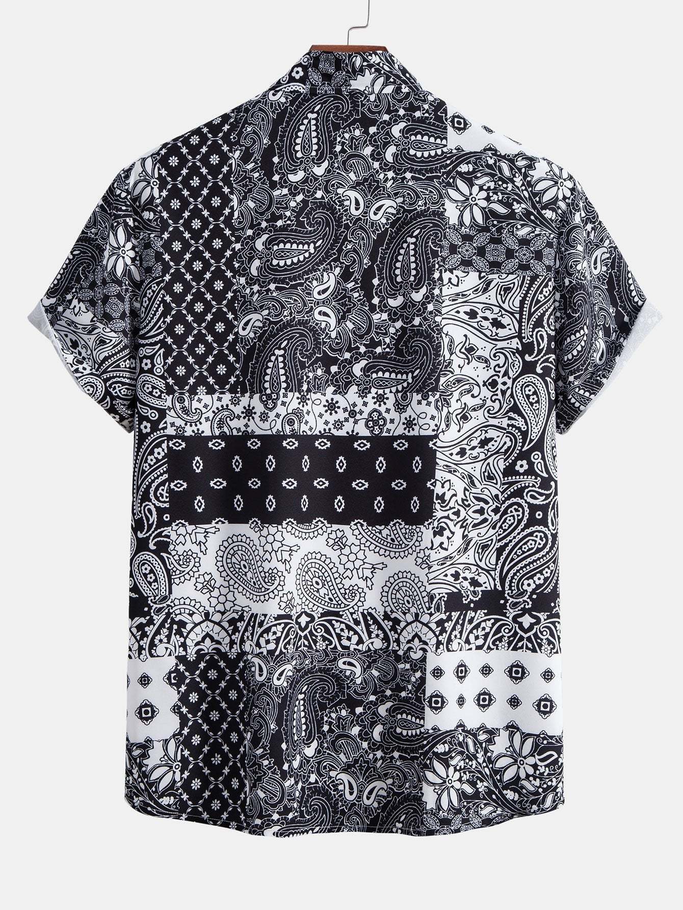 Paisley Floral Patchwork Print Button Up Shirt & Swim Shorts-Mitchell Shoes