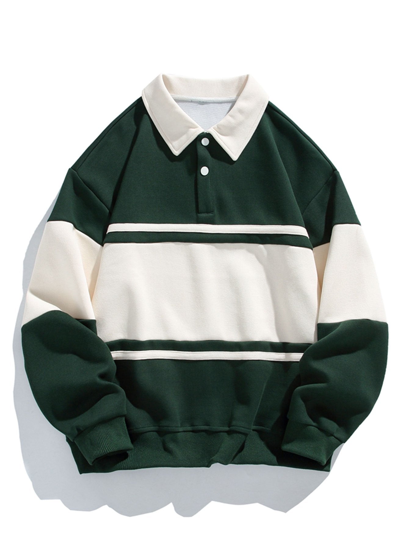 Relax Fit Color Block Patchwork Polo Sweatshirt & Jogger Pants With Pintuck-Mitchell Shoes