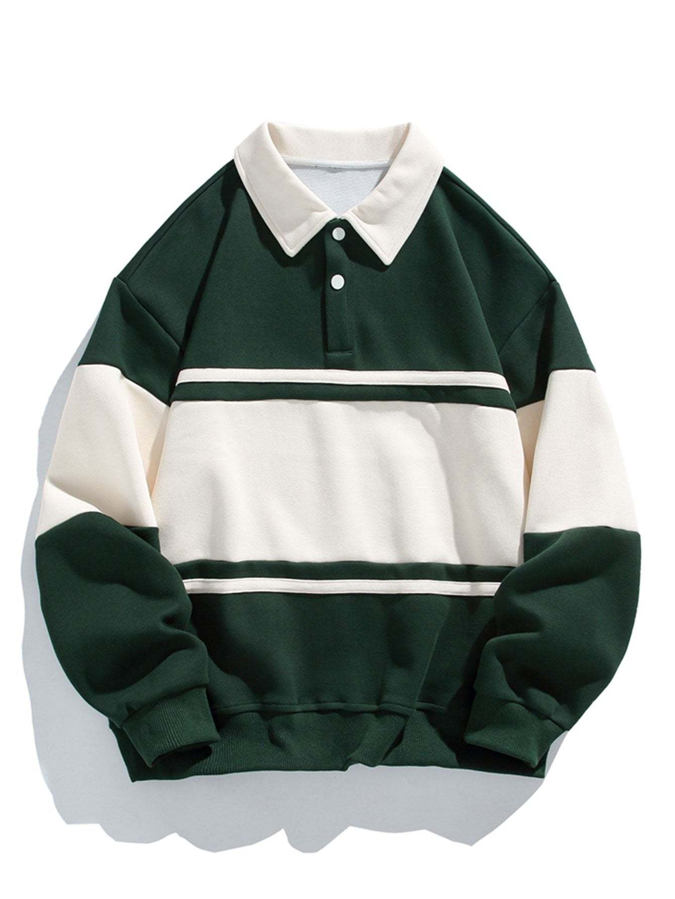 Relax Fit Color Block Patchwork Polo Sweatshirt & Jogger Pants With Pintuck-Mitchell Shoes