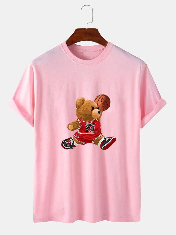 Basketball Player Bear Print T-Shirt-Mitchell Shoes