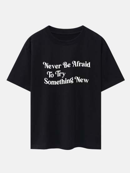 Slogan Print Drop Shoulder Oversize T-Shirt-Mitchell Shoes