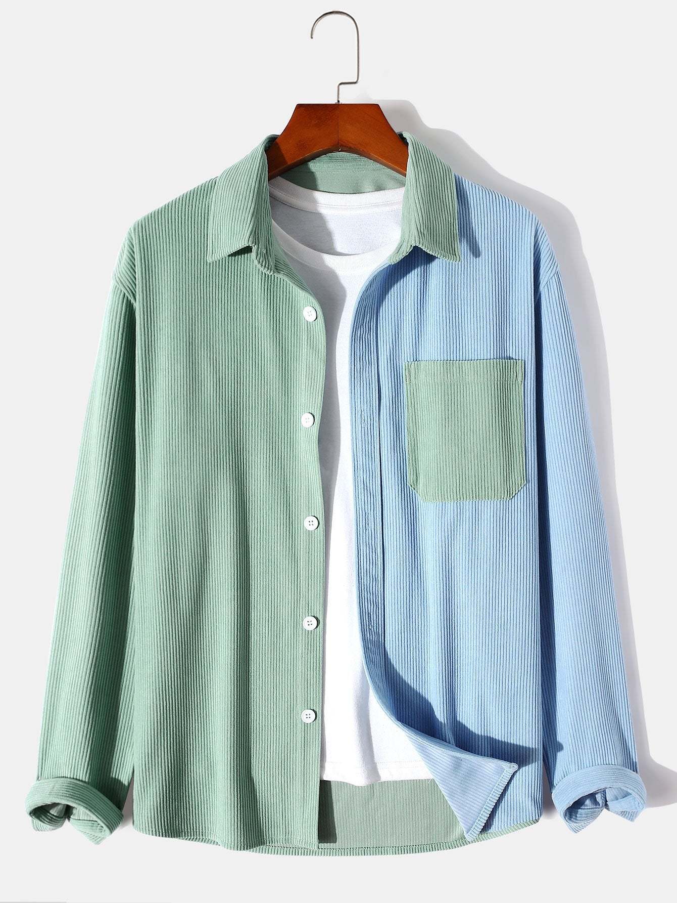 Long Sleeve Two Tone Corduroy Overshirt-Mitchell Shoes