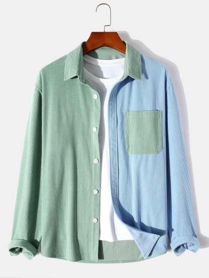 Long Sleeve Two Tone Corduroy Overshirt-Mitchell Shoes