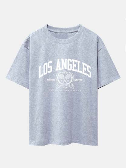 Los Angeles Tennis Print Drop Shoulder Oversize T-Shirt-Mitchell Shoes
