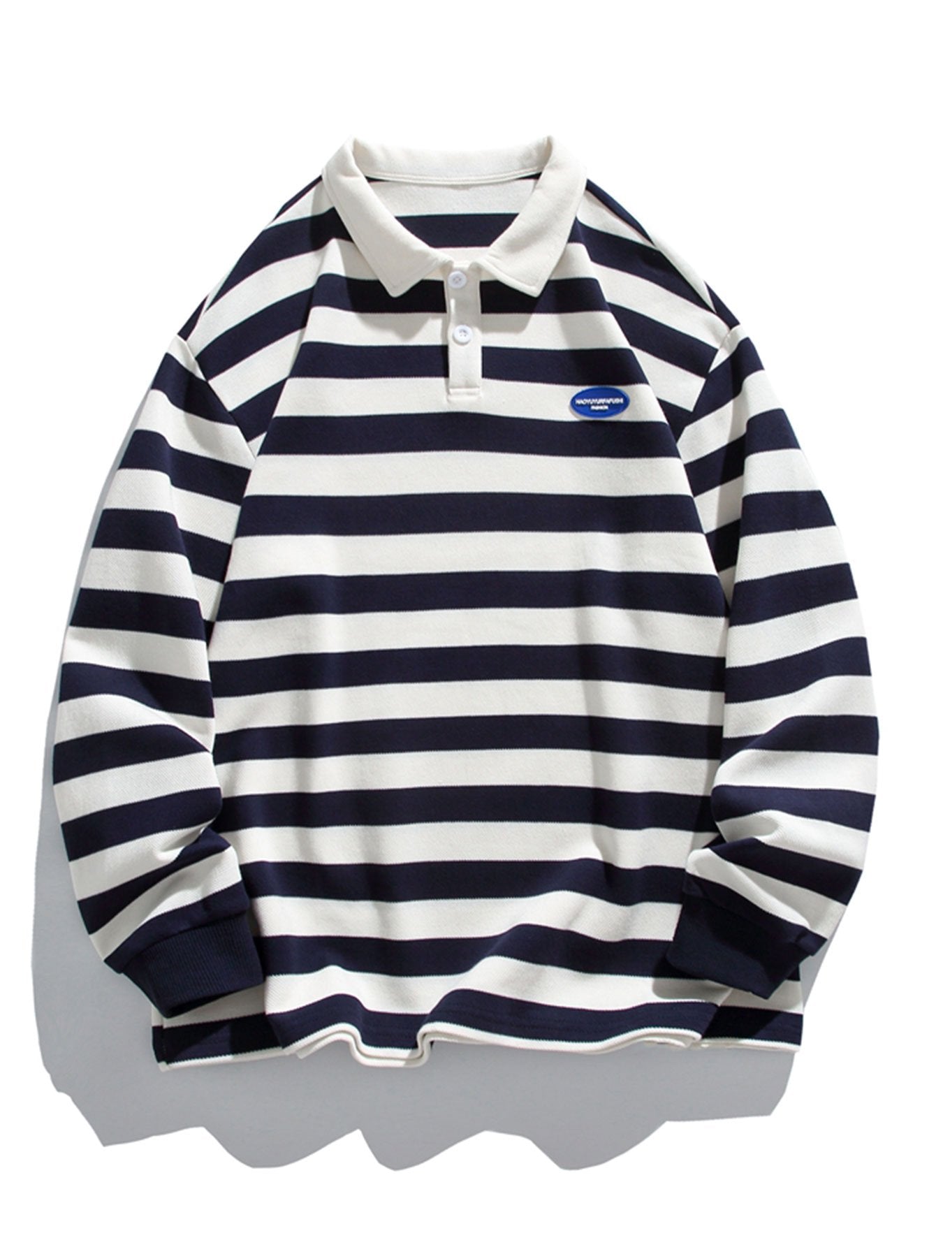 Relax Fit Waffle Striped Polo Sweatshirt-Mitchell Shoes