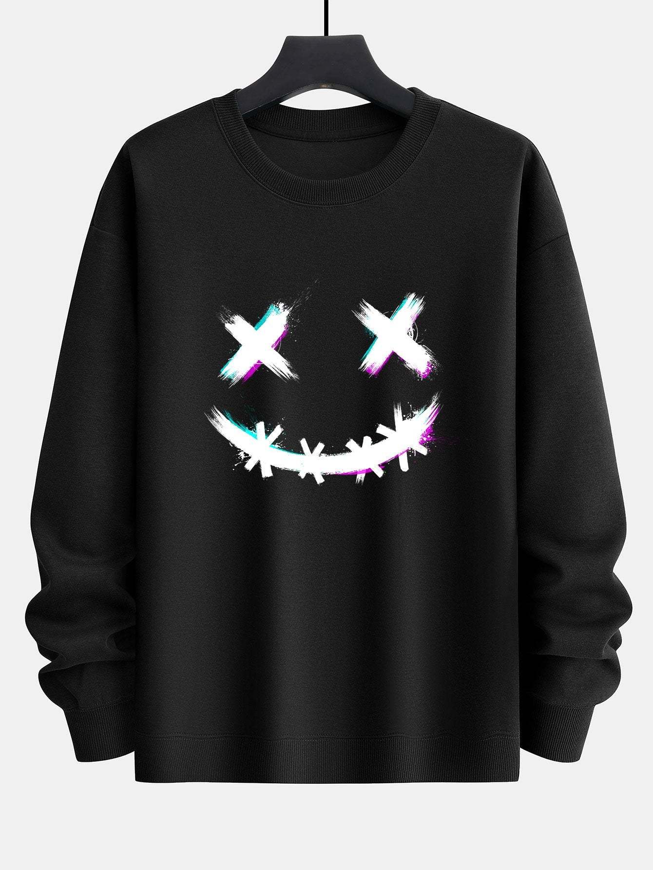 Brushstroke Smiley Print Relax Fit Sweatshirt-Mitchell Shoes
