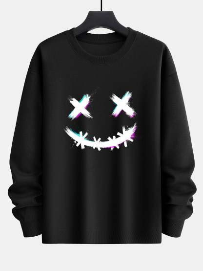 Brushstroke Smiley Print Relax Fit Sweatshirt-Mitchell Shoes