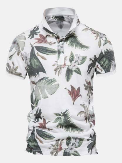 Tropical Print Polo Shirt-Mitchell Shoes