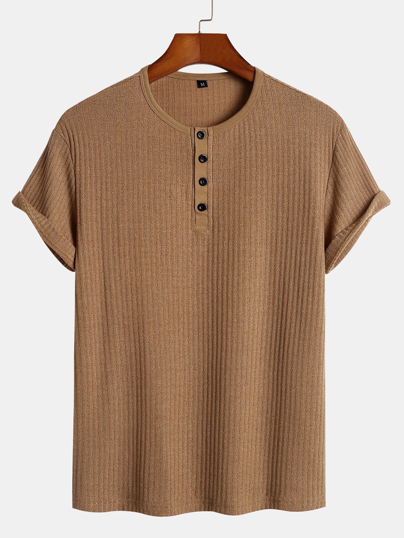 Muscle Fit Ribbed Henley Shirt-Mitchell Shoes
