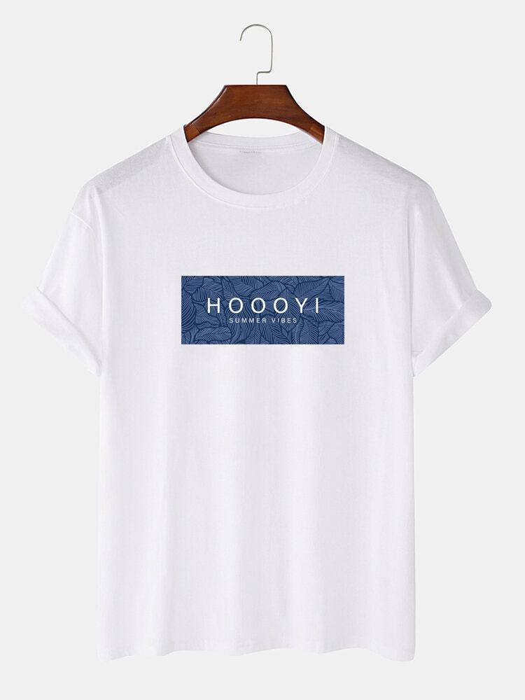 Slogan Leaf Print T-Shirt-Mitchell Shoes