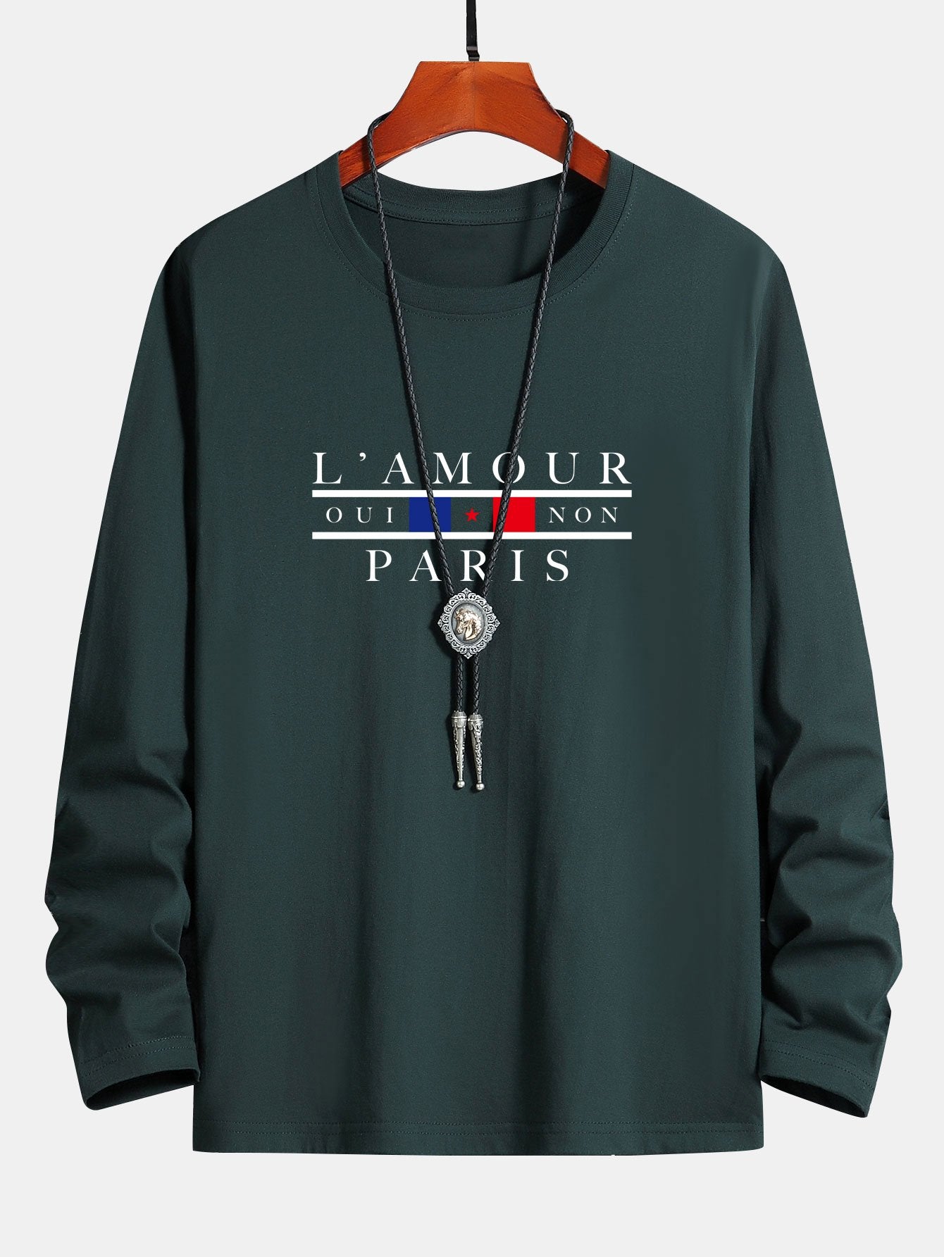 Long Sleeve Paris Slogan Print Cotton T-Shirt-Mitchell Shoes