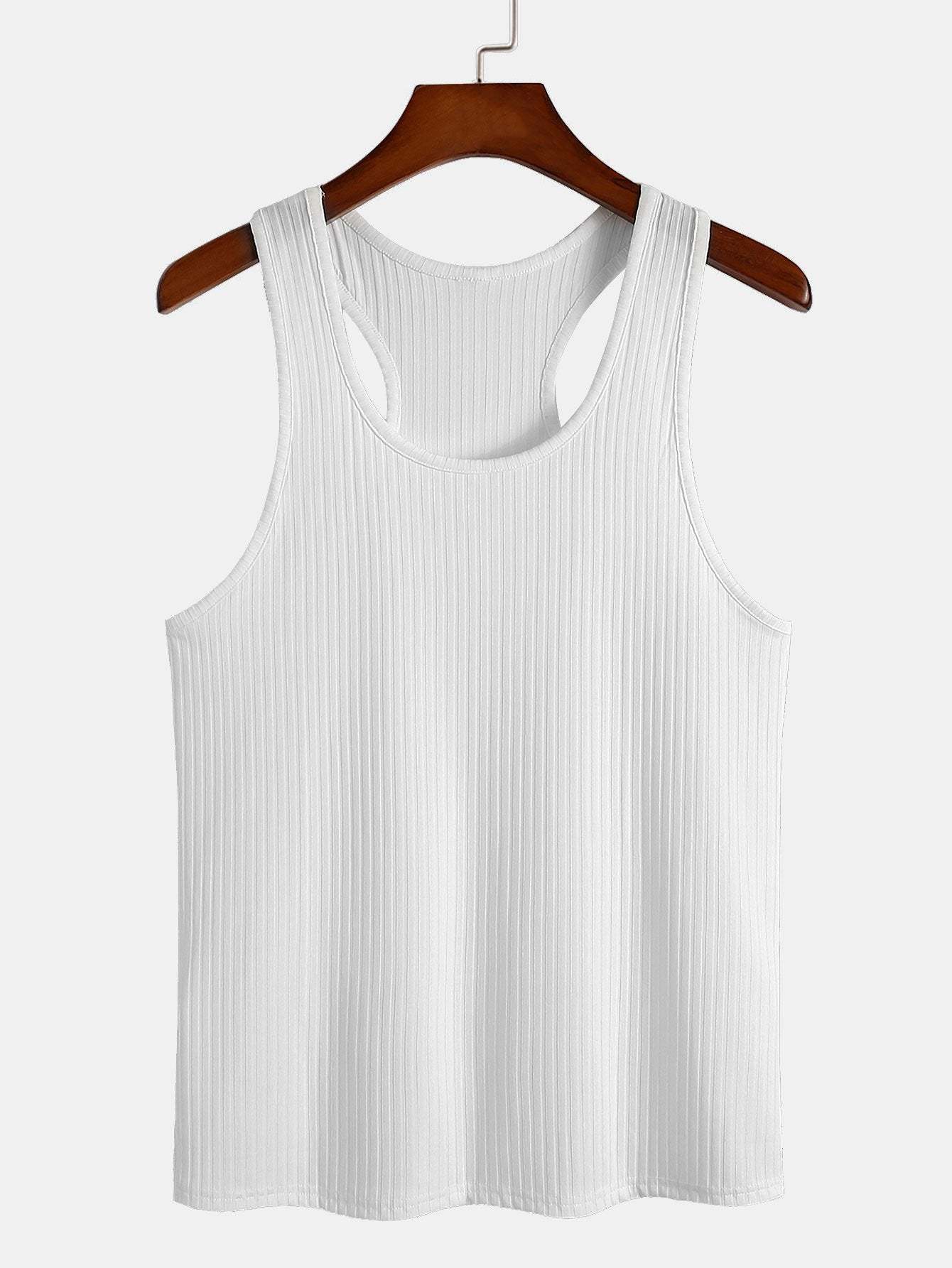 Basic Slim Ribbed Racer Back Tank-Mitchell Shoes