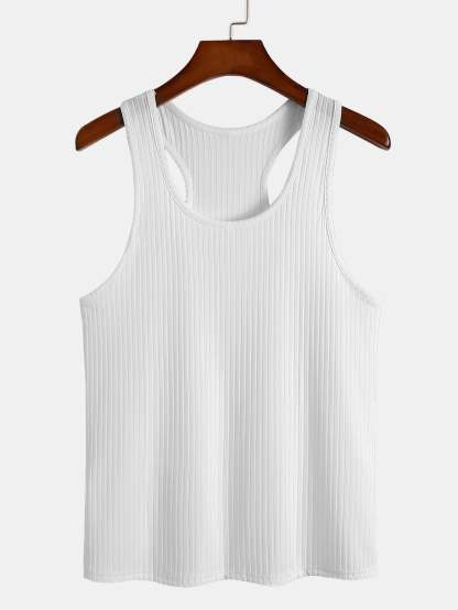 Basic Slim Ribbed Racer Back Tank-Mitchell Shoes