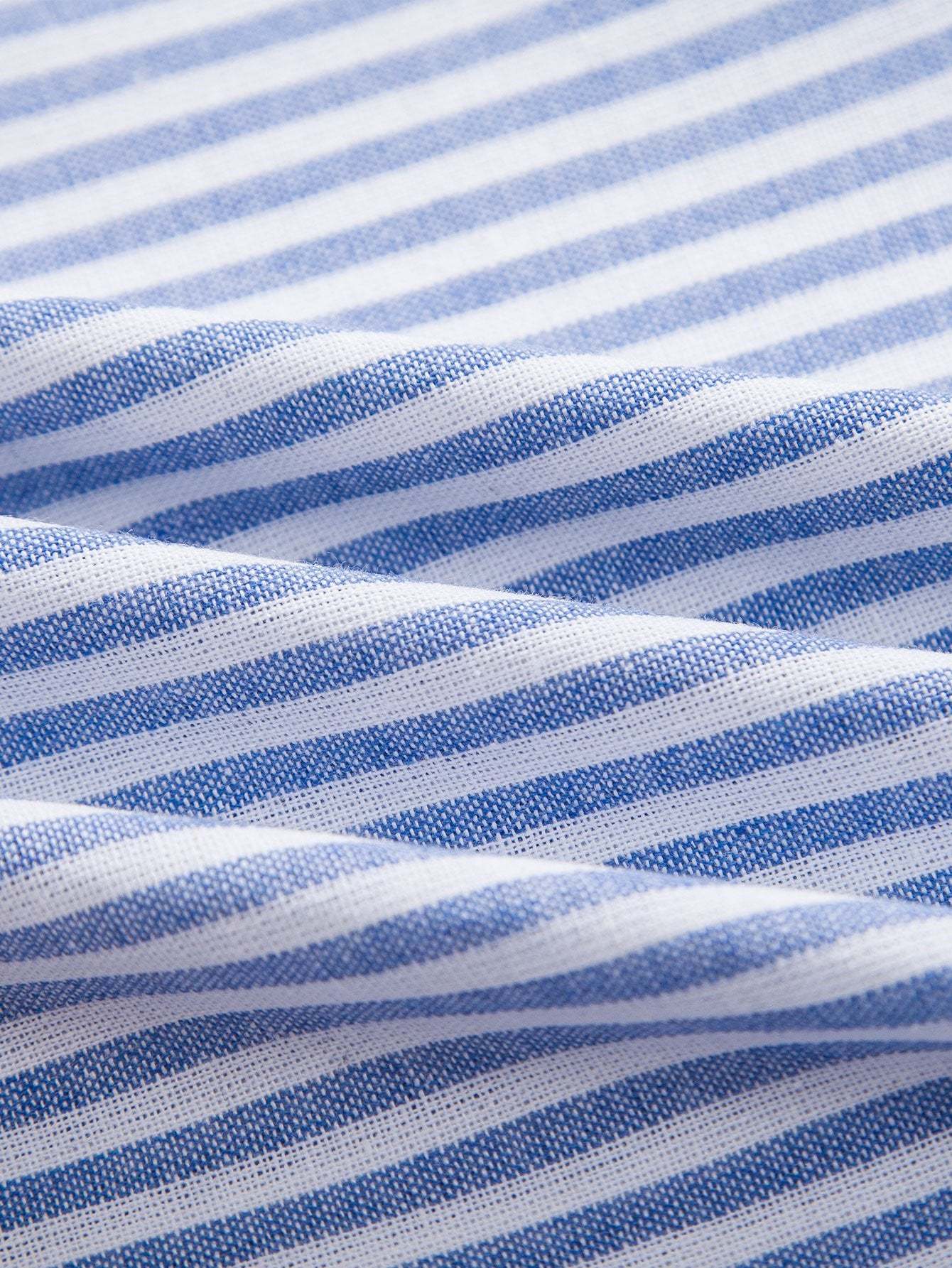 Short Sleeve Cotton Blend Striped Button Up Shirt-Mitchell Shoes