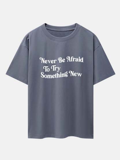 Slogan Print Drop Shoulder Oversize T-Shirt-Mitchell Shoes