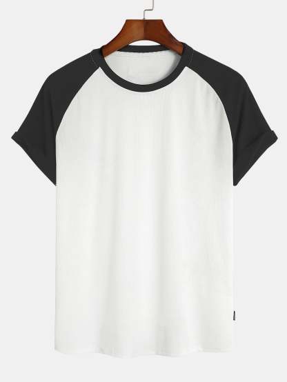Muscle Fit Paneled Textured T-Shirt-Mitchell Shoes