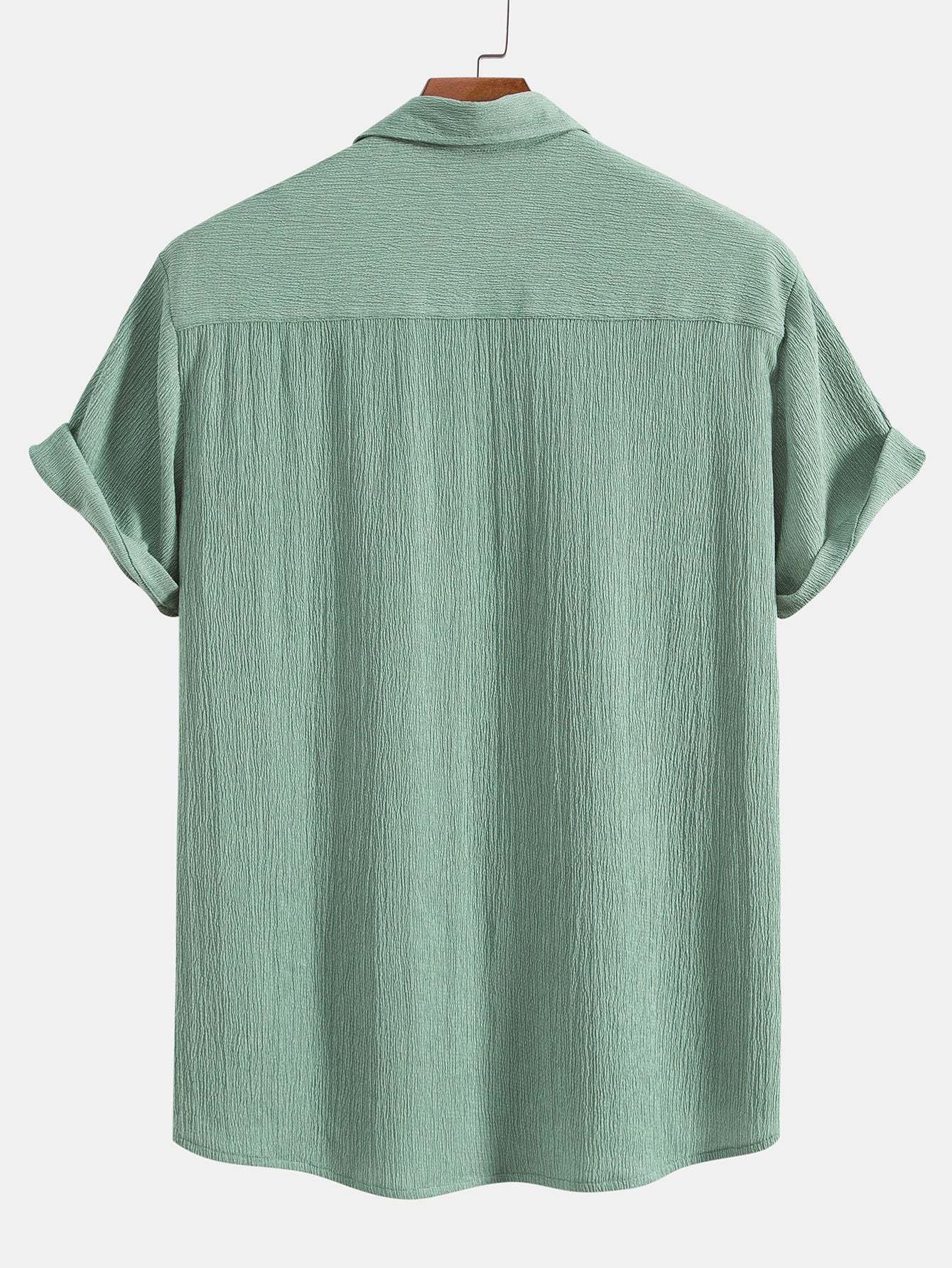 Wrinkled Textured Button Up Shirt-Mitchell Shoes