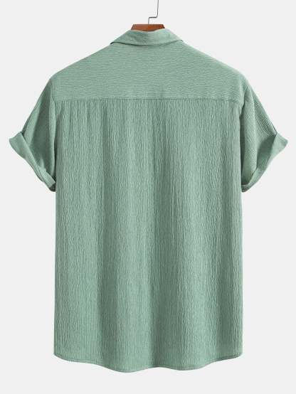 Wrinkled Textured Button Up Shirt-Mitchell Shoes