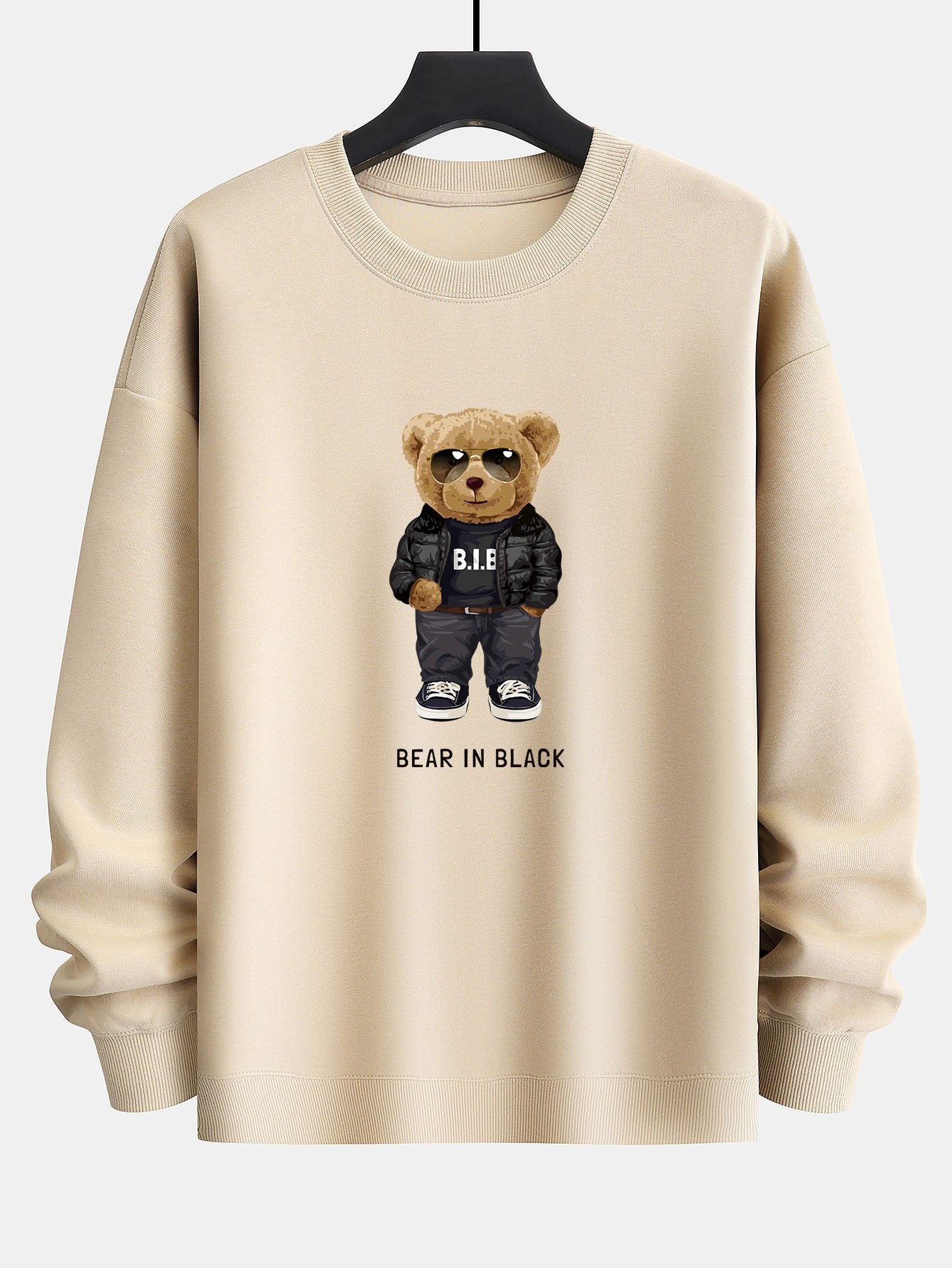 Bear In Black Print Relax Fit Sweatshirt-Mitchell Shoes