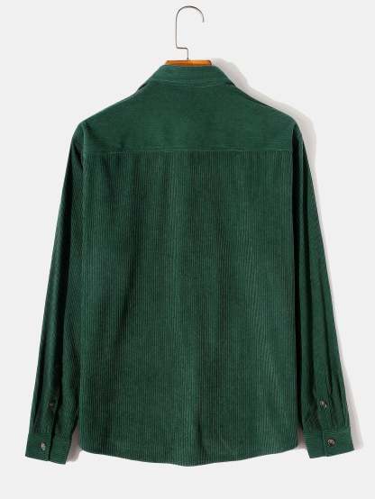 Long Sleeve Button Up Corduroy Shirt-Mitchell Shoes