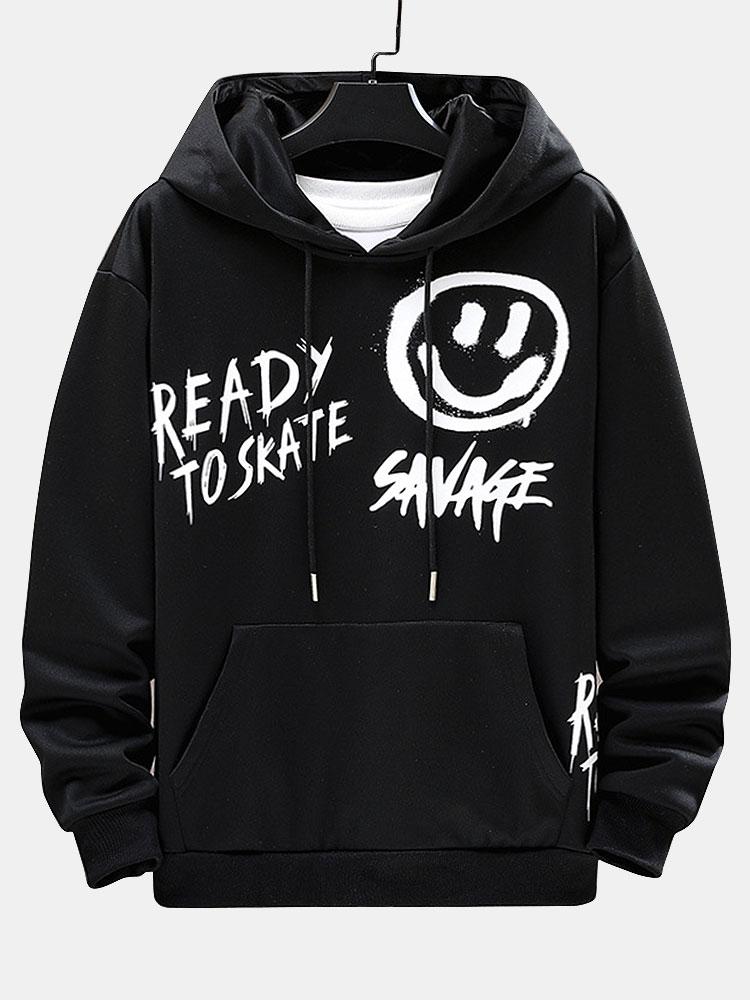 Smiley Graffiti Print Hoodie-Mitchell Shoes