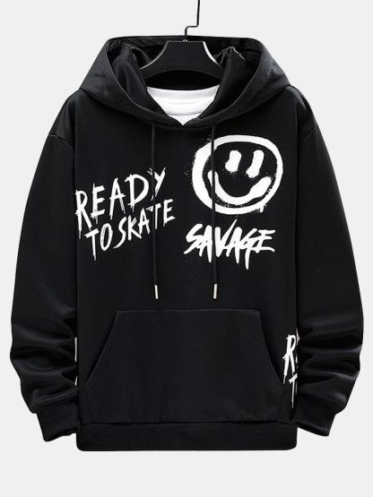 Smiley Graffiti Print Hoodie-Mitchell Shoes