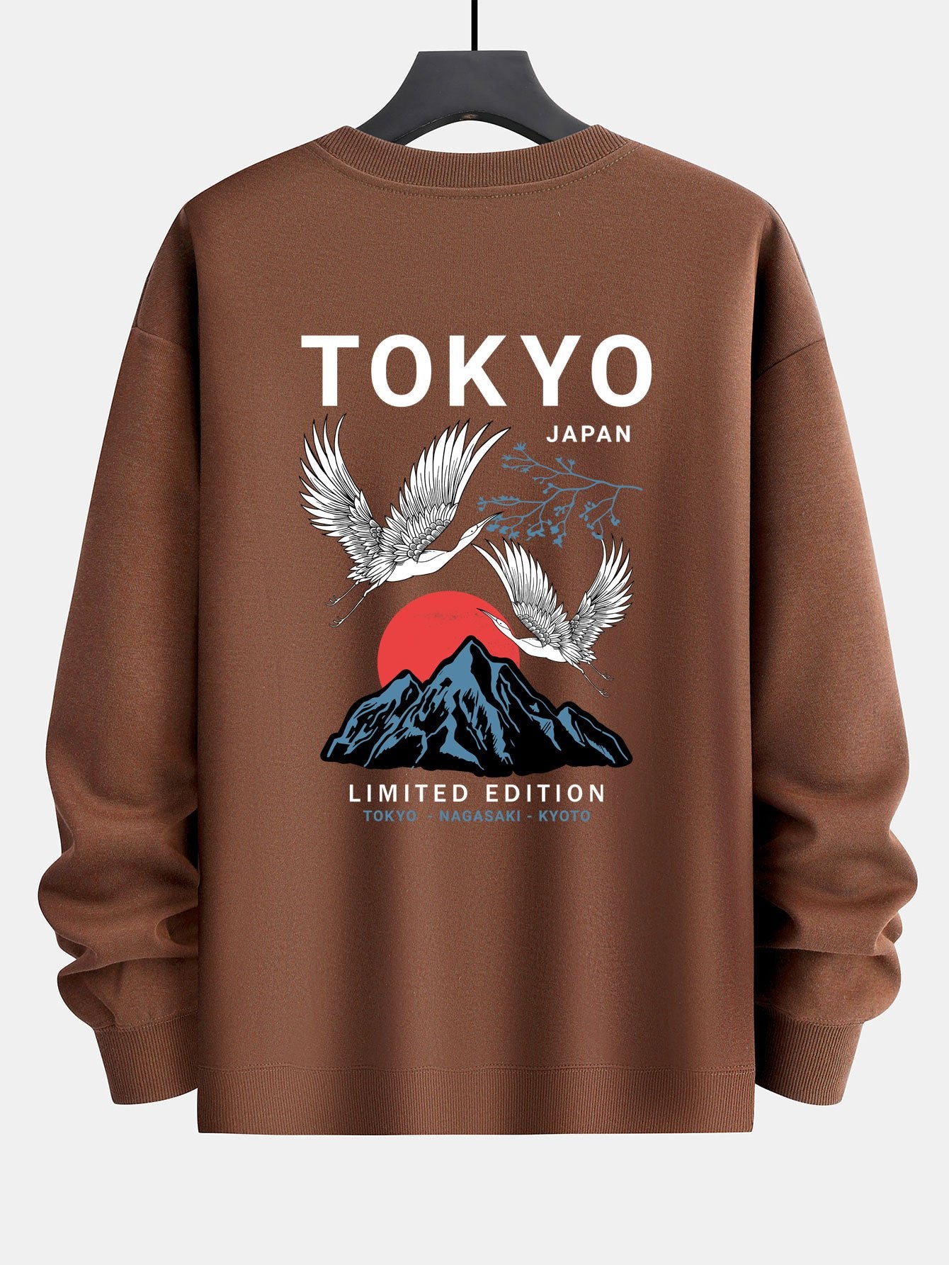 Tokyo Crane Back Print Relax Fit Sweatshirt-Mitchell Shoes